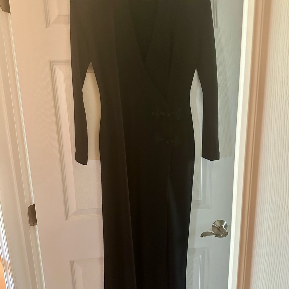 Elegant Black Long Sleeve Sweater Dress